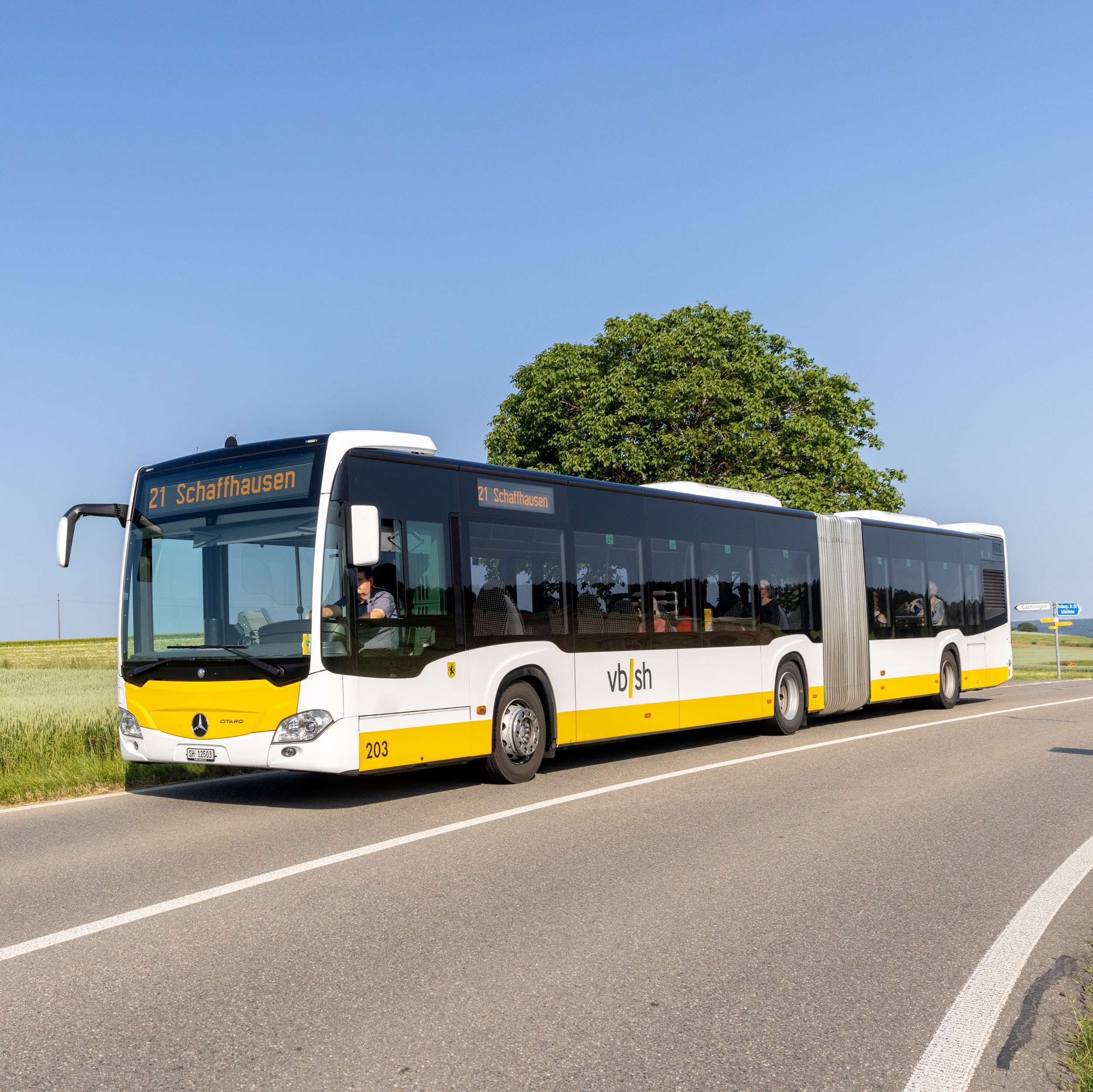 Ein Bus der Linie 21 Richtung Schleitheim unterwegs